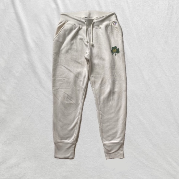 Notre Dame cream shamrock drawstring Champion sweatpants - Picture 2 of 7